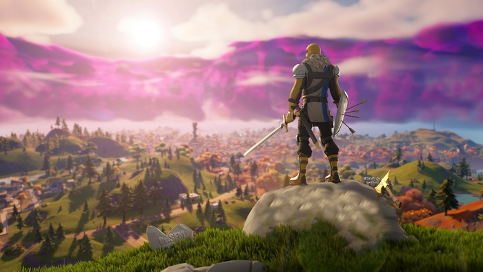 Fortnite 4K: Warrior overlooking a valley