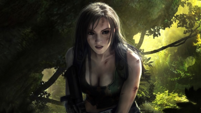 Lara Croft in a jungle setting