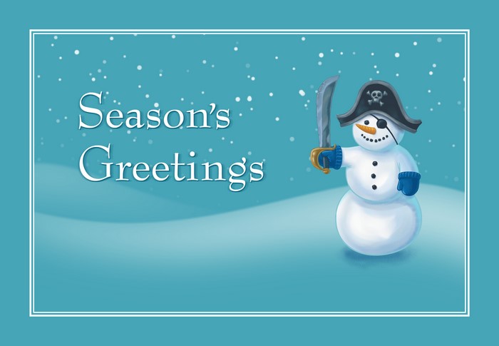 Pirate Snowman with "Season's Greetings"