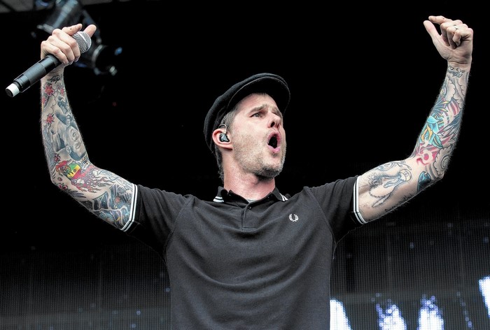 Ken Casey of Dropkick Murphys performing on stage