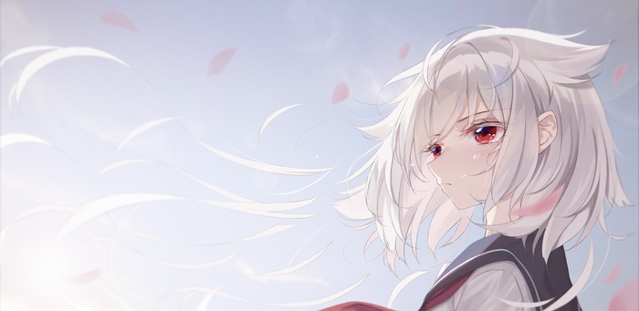 Montpelier (Azur Lane) with white hair and red eyes