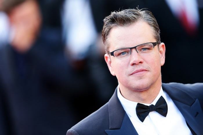 Matt Damon wearing glasses and a tuxedo