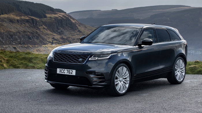 Black Range Rover Velar SUV on a Mountain Road