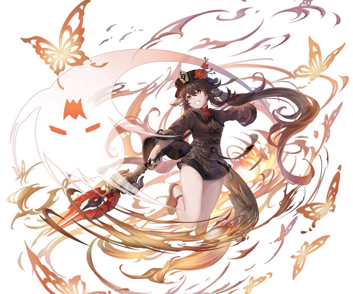 Hu Tao with Ghost and Butterflies