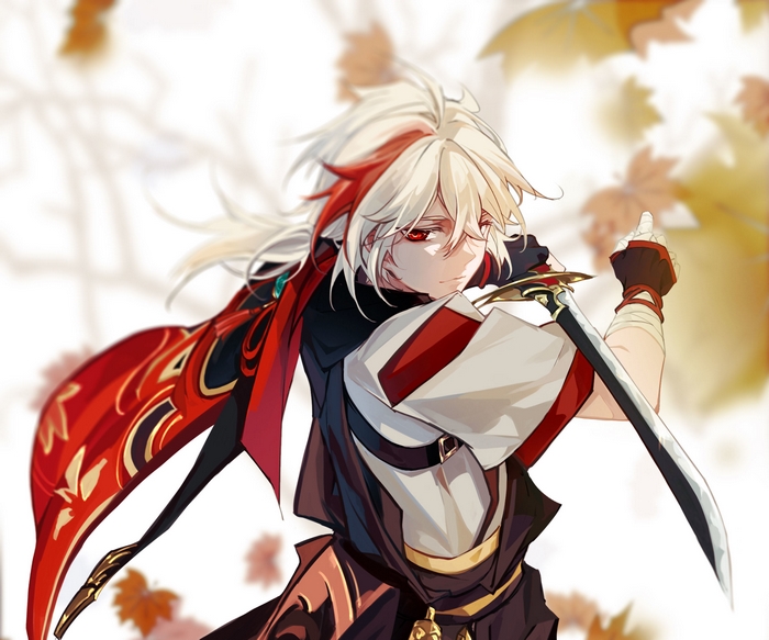 Kaedehara Kazuha with a sword