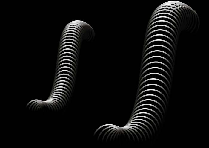 Abstract digital art with black and white coils