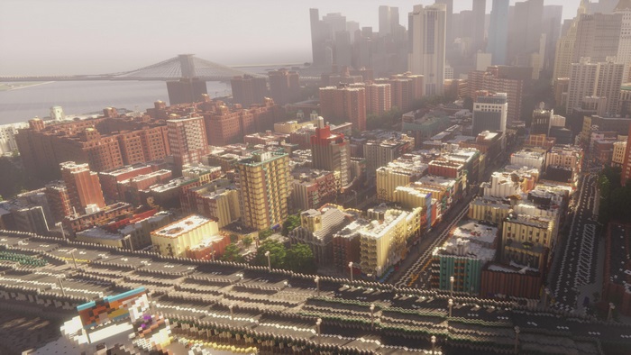Minecraft Cityscape with Bridges