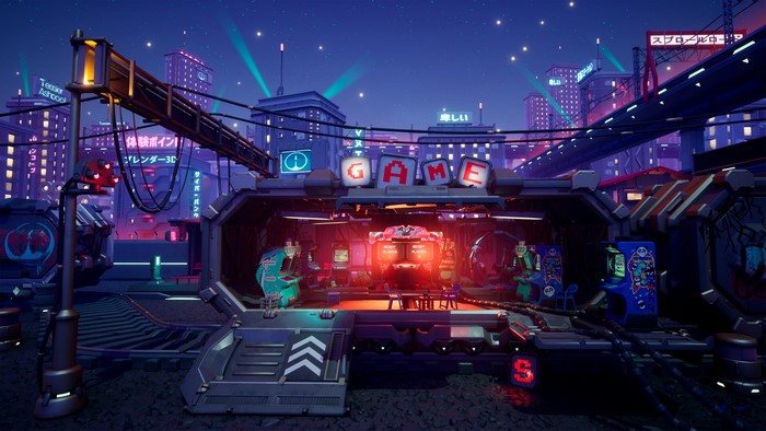 Cyberpunk Arcade at Night