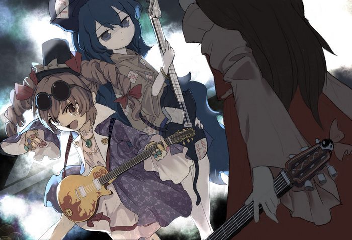 Joon and Shion Yorigami playing guitars