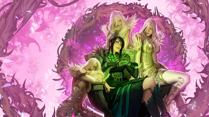 Guild Wars 2 Characters in Pink and Green