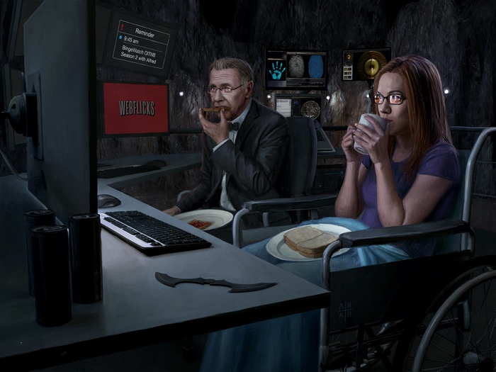 James and Barbara Gordon in a Batcave-like room