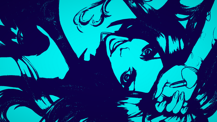 Jinx from League of Legends in a stylized portrait