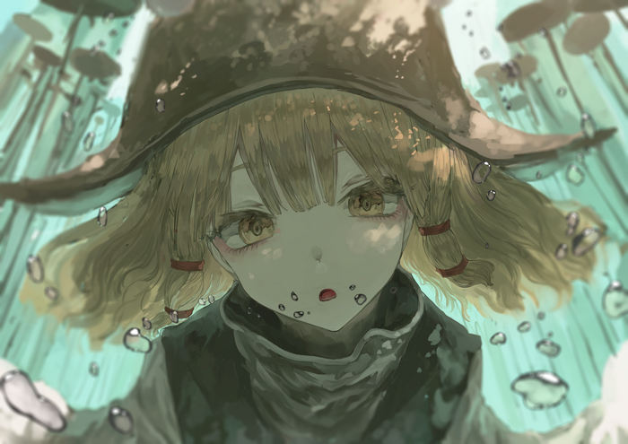 Suwako Moriya in a hat underwater