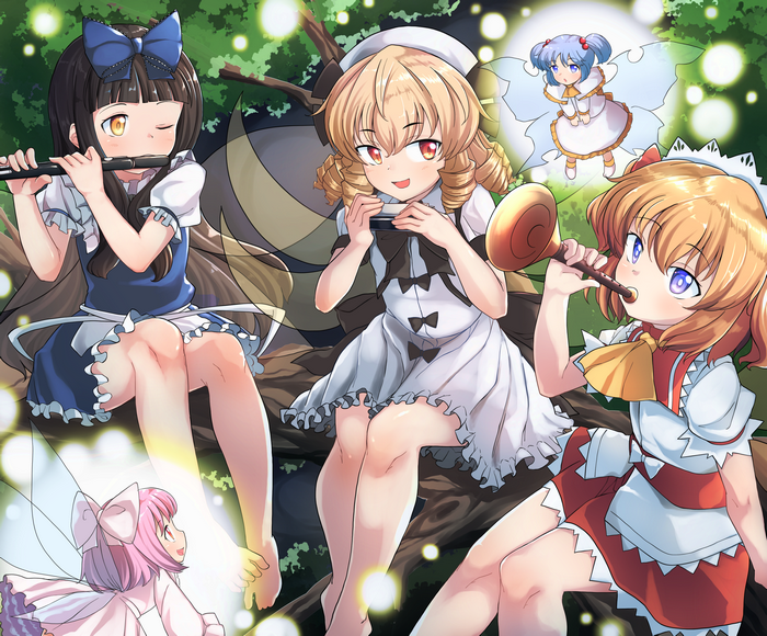 Touhou: Sunny Milk, Luna Child, and Star Sapphire playing music