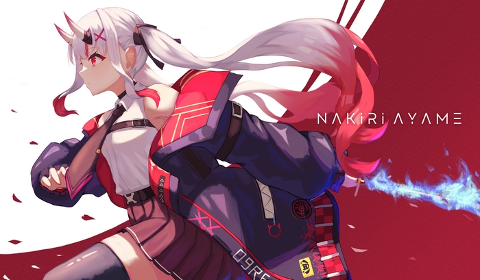 Nakiri Ayame with a glowing sword