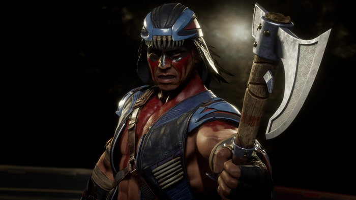 Nightwolf holding an axe in Mortal Kombat