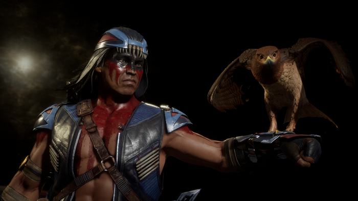 Nightwolf with a hawk in Mortal Kombat