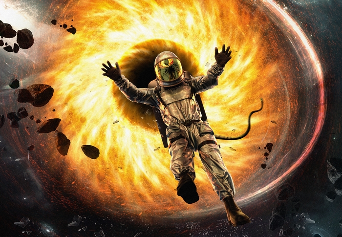 Astronaut falling into a black hole