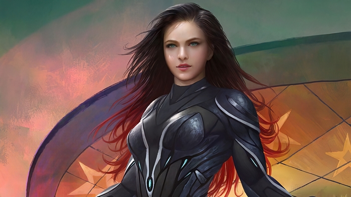 Fantasy Woman with Long Hair in Armor 4K