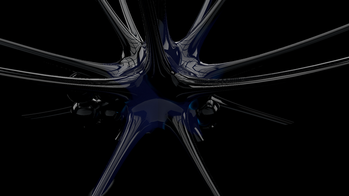 Abstract 3D Digital Art with Dark Shiny Shapes