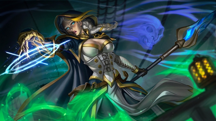 Jaina Proudmoore casting spells with a staff