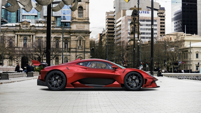 Red Brabham BT62R Sport Car in City