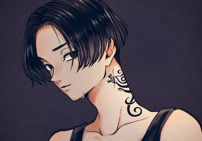 Manjiro Sano from Tokyo Revengers with neck tattoo