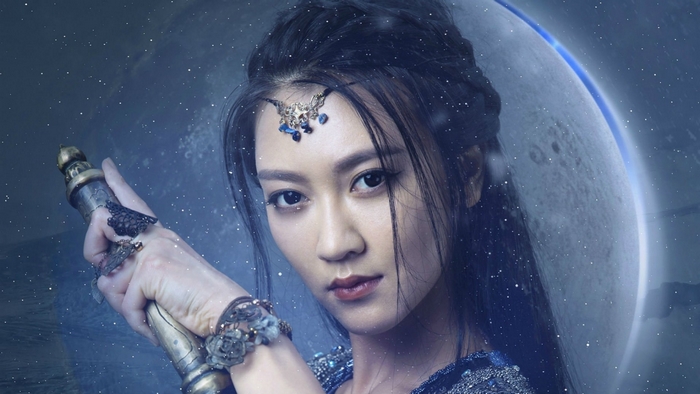 Ice Fantasy: Woman with Staff and Moon