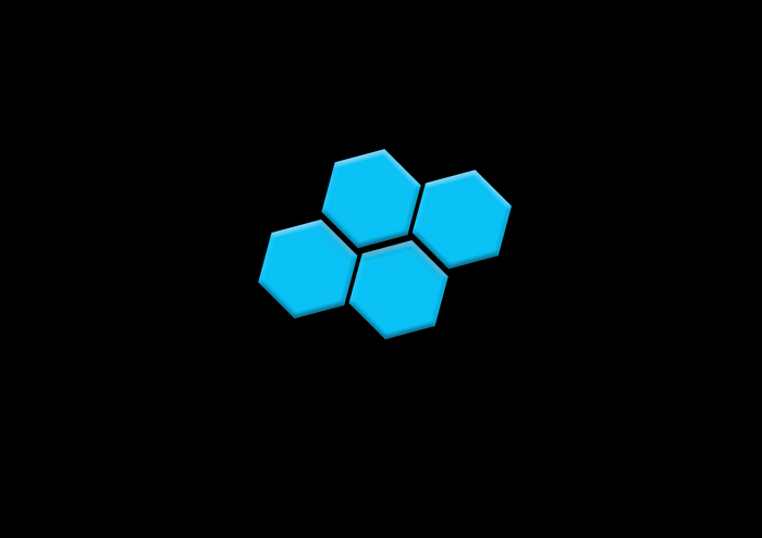 Blue Hexagons on Black Background