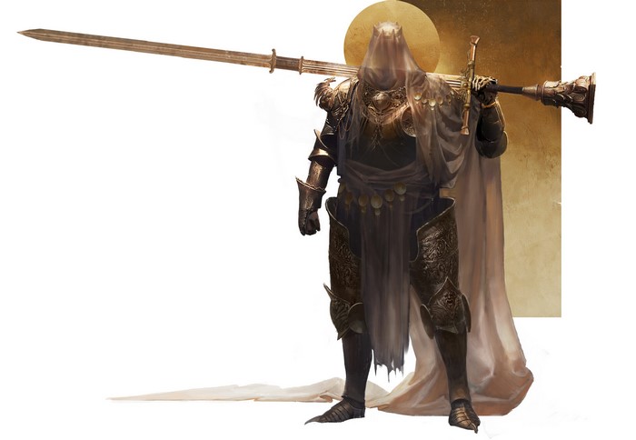 Fantasy Warrior with Greatsword and Golden Sun