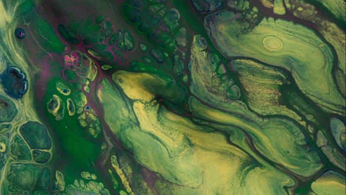 Abstract Green Paint Pour