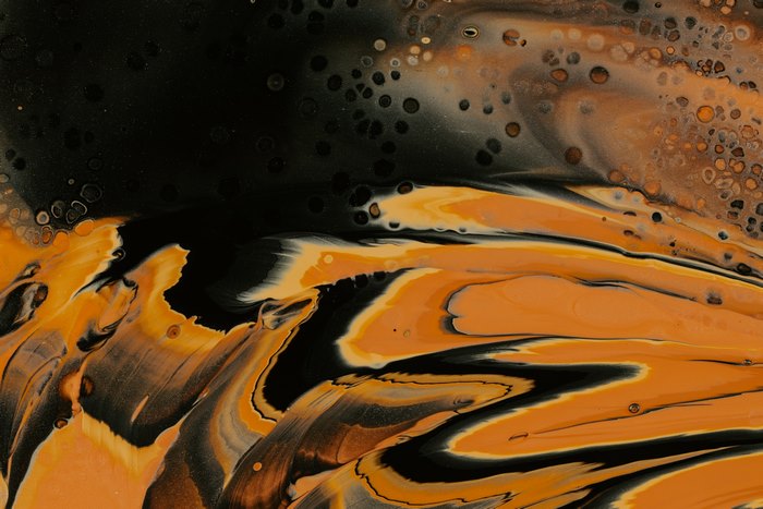 Abstract black and yellow fluid art