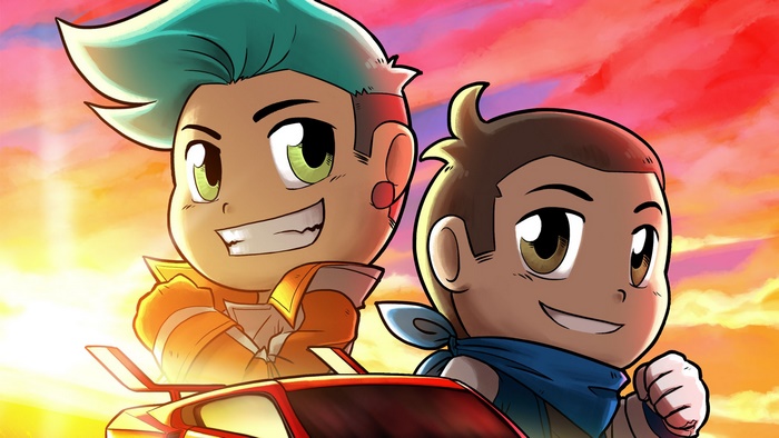 Monstercat characters in a car at sunset
