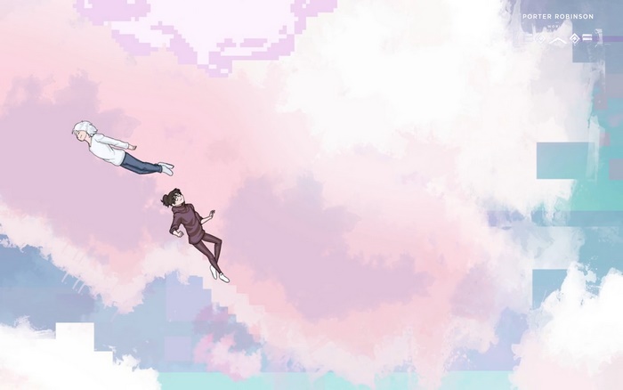 Porter Robinson artwork with two figures floating