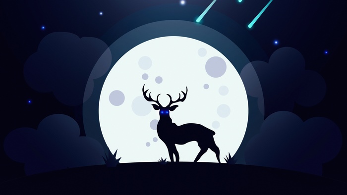 Minimalist 4K Moon and Reindeer