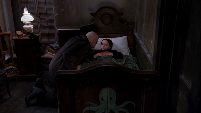 Uncle Fester and Wednesday Addams in Bed
