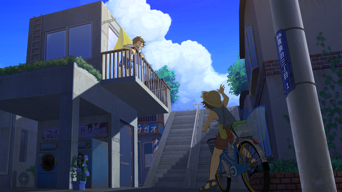 Two boys interacting on a sunny day