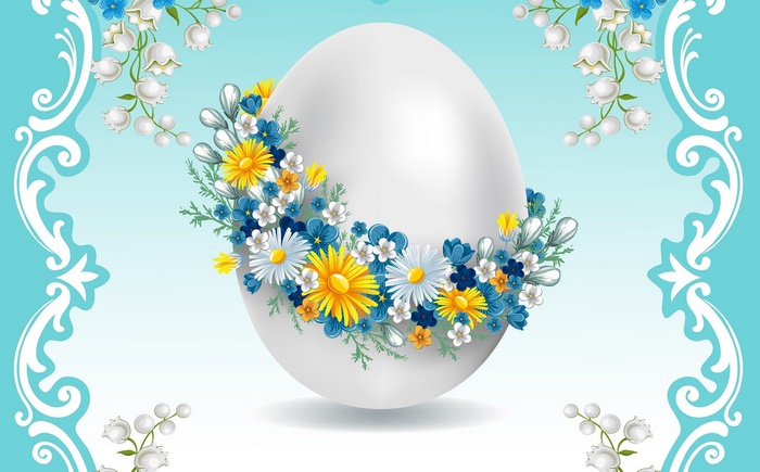 Easter Egg Decorated with Flowers