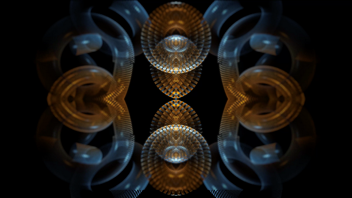 Abstract fractal pattern with golden and blue elements