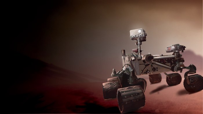 Mars rover on a red planet