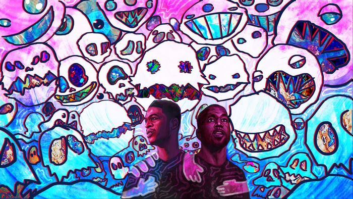 Kids See Ghosts album art with Kanye West and Kid Cudi