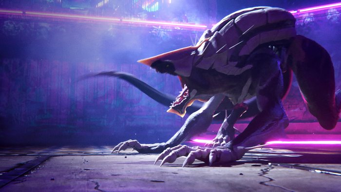 Love, Death & Robots creature in neon-lit environment