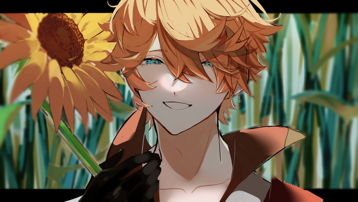 Tartaglia Childe Smiling with Sunflower