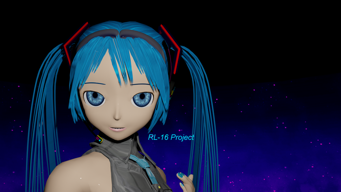 Hatsune Miku with blue hair and eyes, RL-16 Project