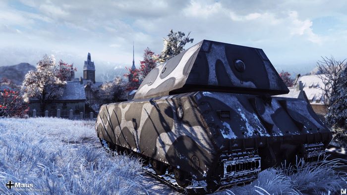 World of Tanks Maus heavy tank in winter landscape