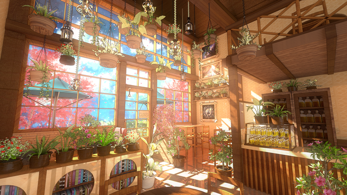 Cozy Sunlit Room with Hanging Plants