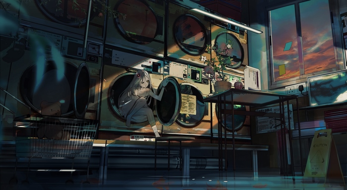 Girl in a Laundromat