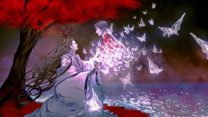 Hua Cheng and Xie Lian with butterflies 4K