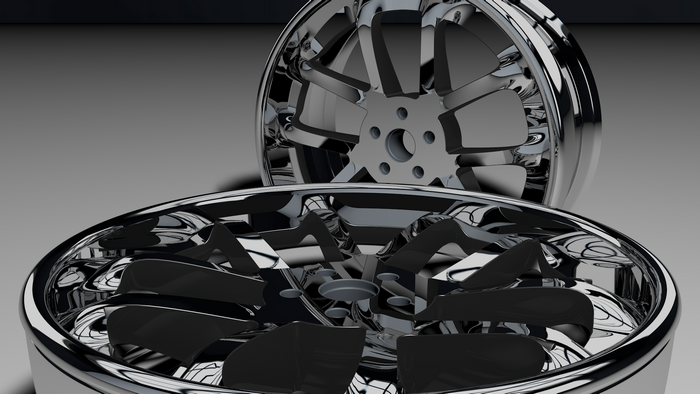 Chrome and black car wheels