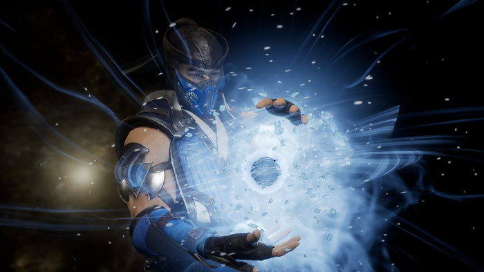 Sub-Zero conjures an ice ball in Mortal Kombat